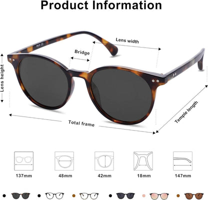 Polarisierte Runde Sonnenbrille Retro Vintage Schutz UV400 - Braune