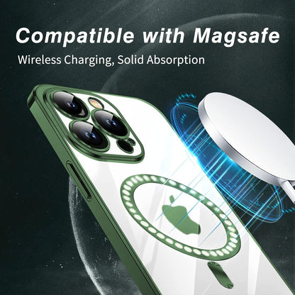 Klare Schlanke Magnet Hülle für iPhone 13 Pro Max mit MagSafe Grün