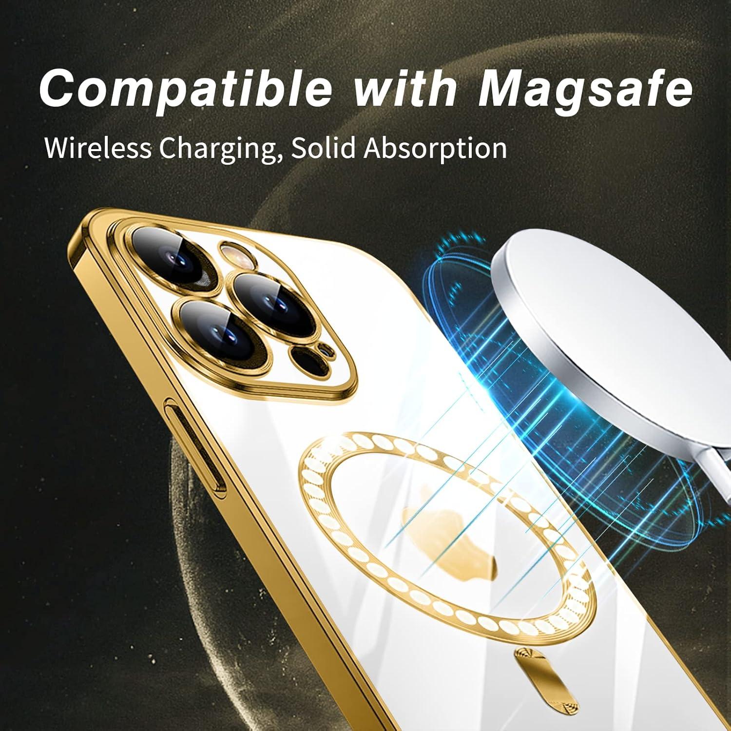Klare Schlanke Hülle iPhone 13 Pro Max MagSafe Anti-Fingerabdruck Gold