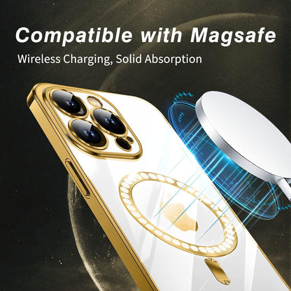 Klare Schlanke Hülle iPhone 13 Pro Max MagSafe Anti-Fingerabdruck Gold