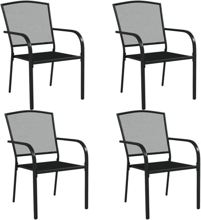 Garten Essgruppe 3-TLG. Tisch 2 Stühle Anthrazit Stahl