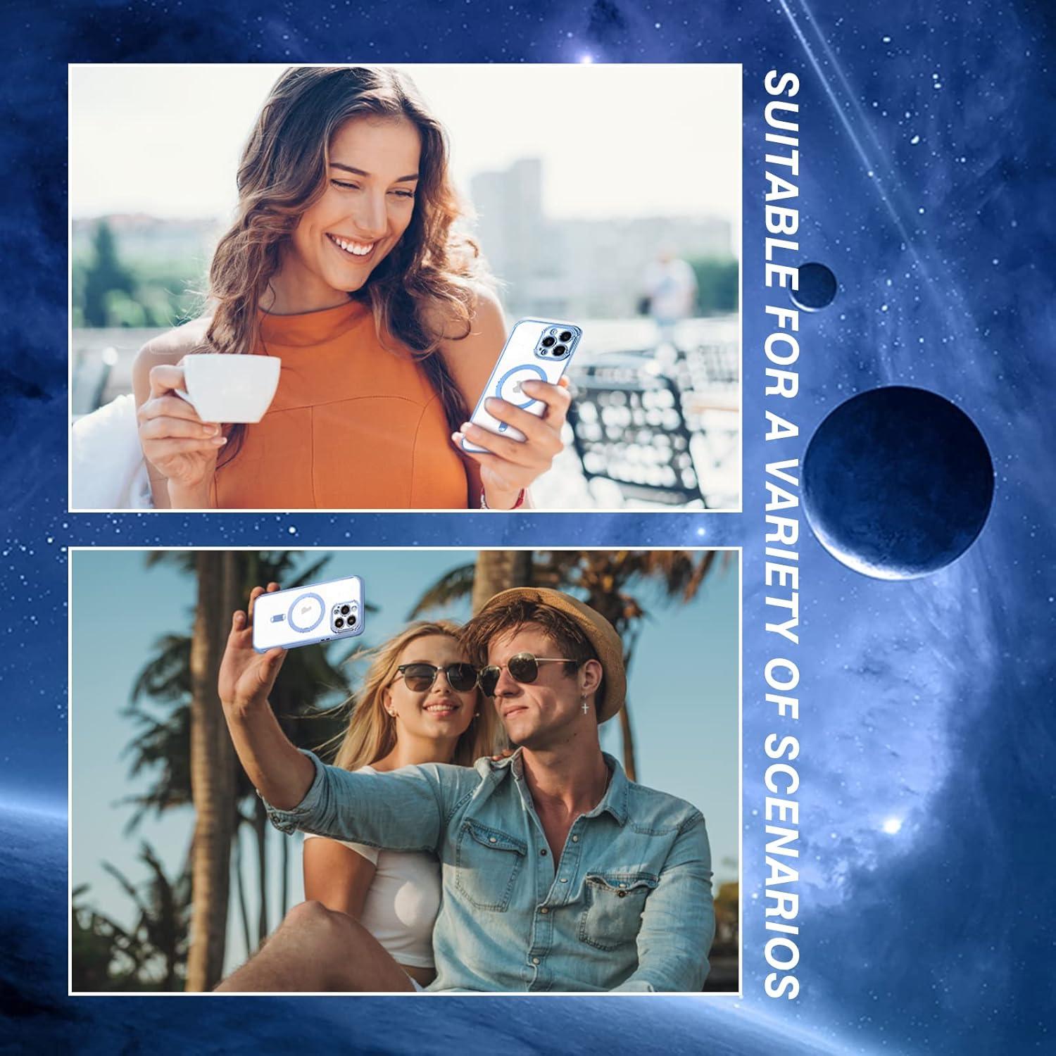 Klare Magnetische iPhone 13 Pro Hülle Blau Anti-Fingerabdruck & Nie Vergilbung