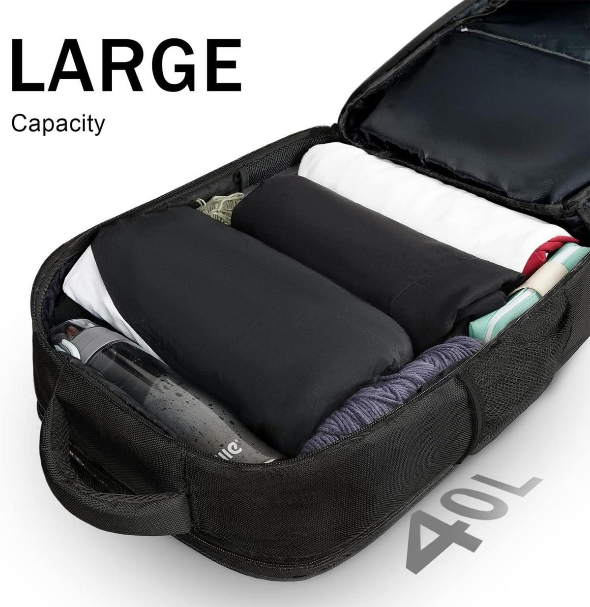 Handgepäck Rucksack 40L USB Laptop 17 Zoll Schuhfach Schwarz