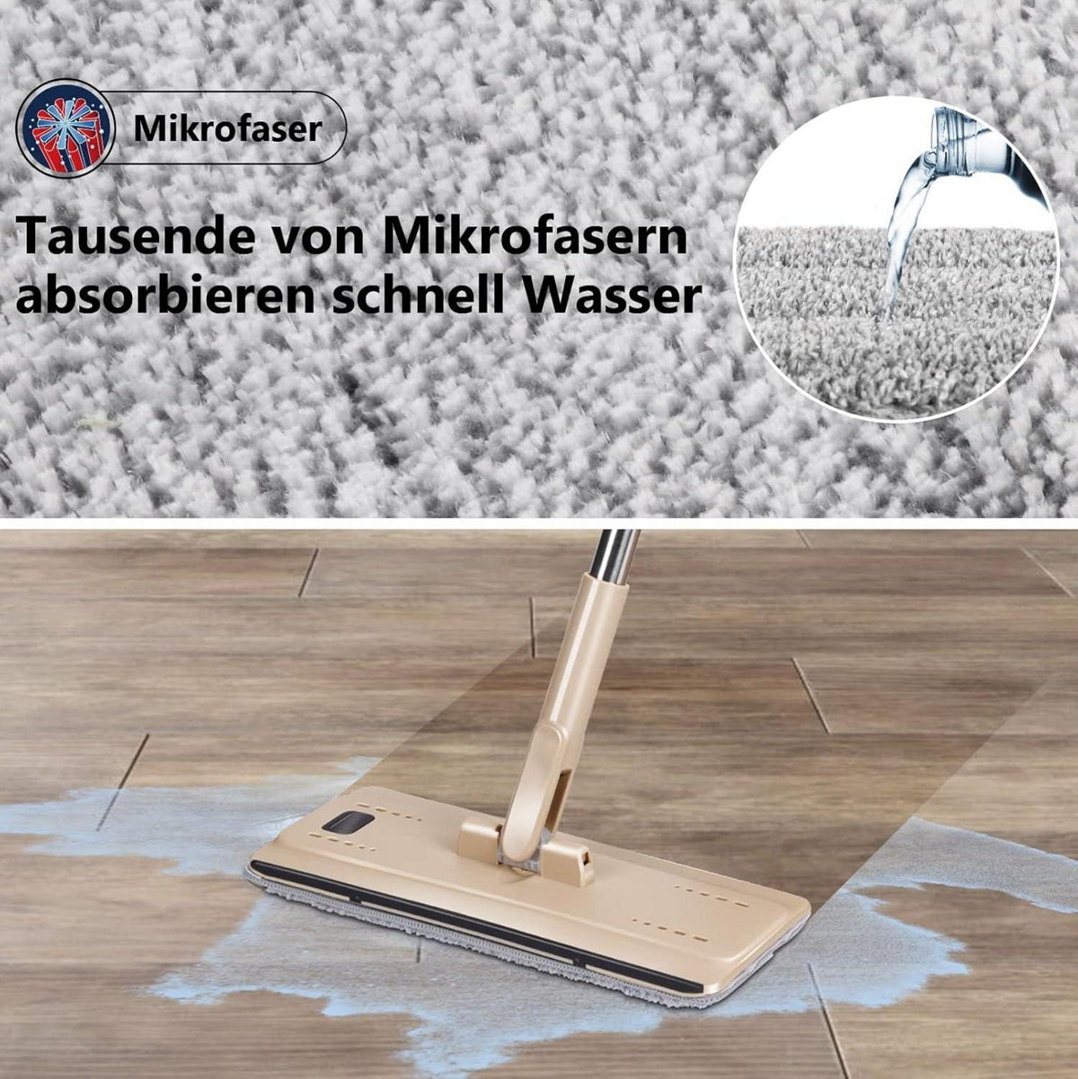 3er Set Mikrofaser Ersatzkopf Wischmopp Pads für alle Böden