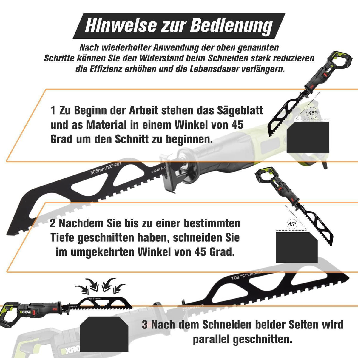 Säbelsägeblatt für Stein & Porenbeton, 455mm Hartmetall
