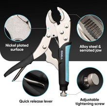 Gripzangen-Set mit gebogenen Backen, Nase, Locking-C-Klemme