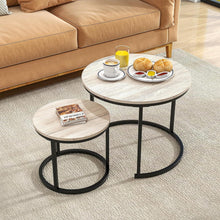 Stapelbarer Couchtisch Set Holz Metall weiß rund