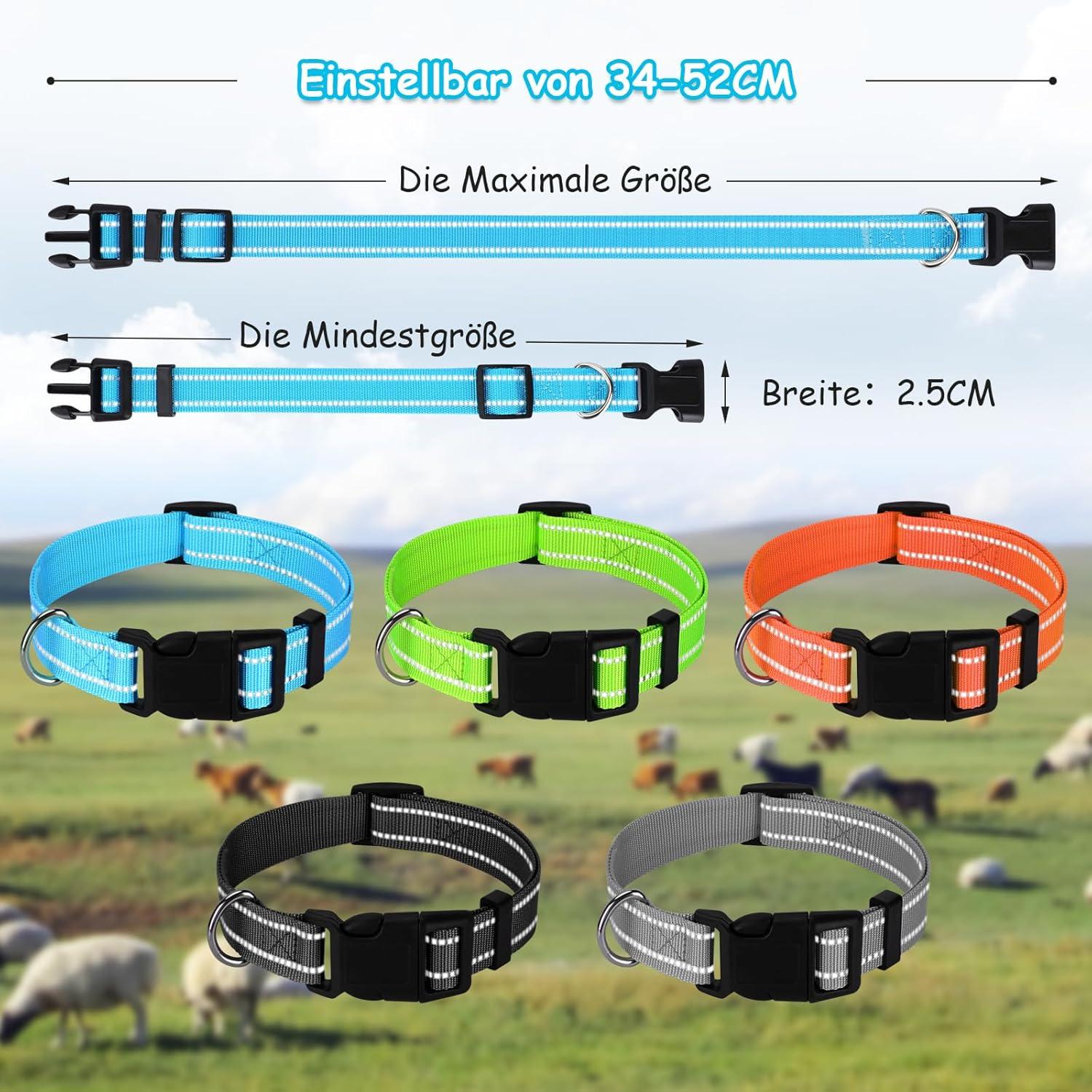 5 Stück Reflektierende Ziegen- & Schafhalsbänder mit