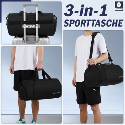 Sporttasche Damen Herren 35L Reisetasche mit Schuhfach Nassfach Schwarz