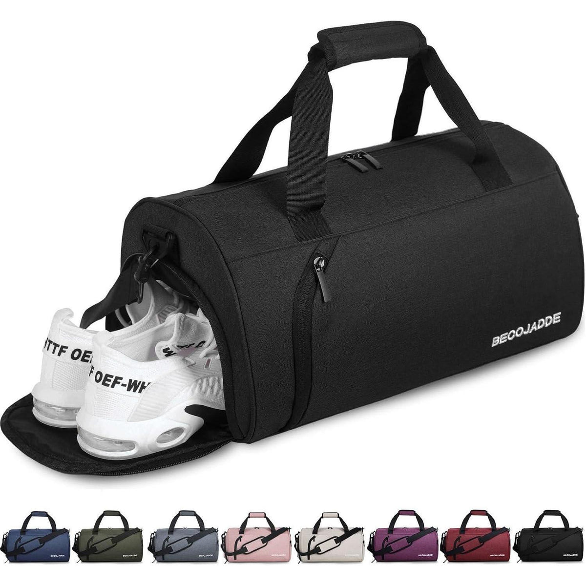 Sporttasche mit Schuhfach & Nassfach, 25L Schwarz