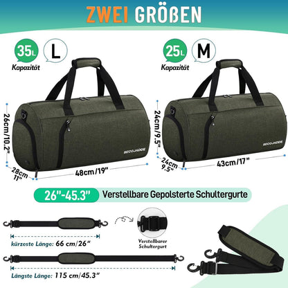 Sporttasche für Damen und Herren, 25L Reisetasche mit