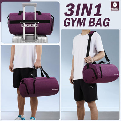 BECOJADDE 25L Sporttasche Duffel Bag mit Schuh- und Nassfach - Lila