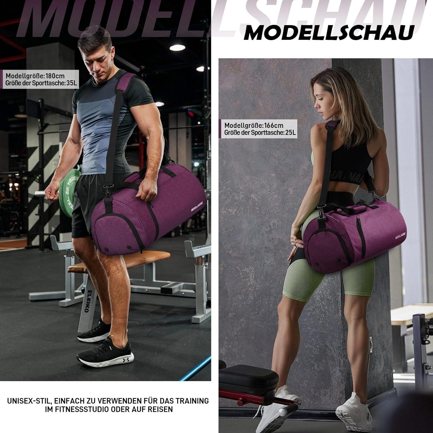 Sporttasche 25L Reisetasche Duffel Bag mit Schuhfach