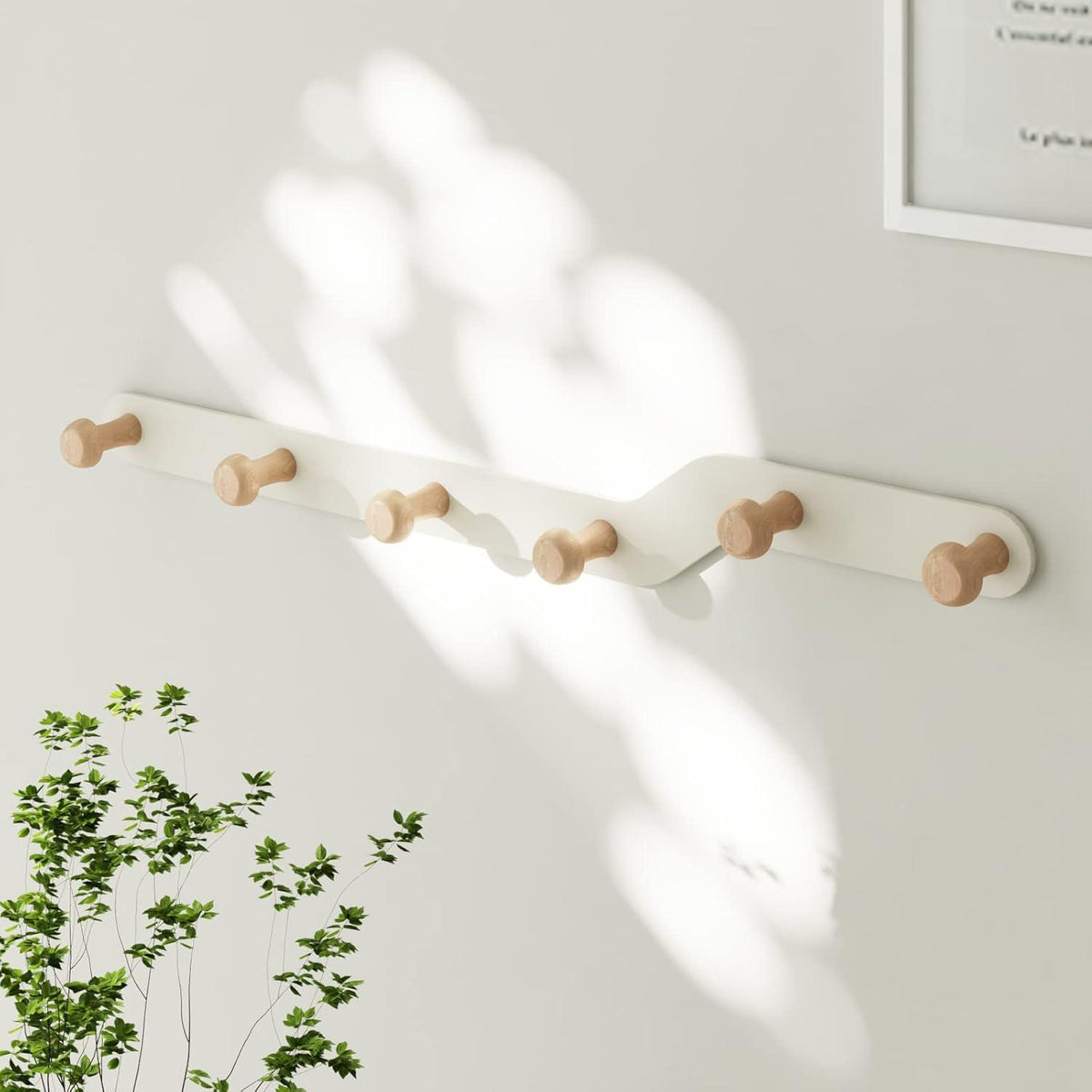 Wandgarderobe Kind mit 6 Haken aus Holz Platzsparend