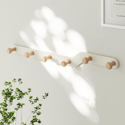 Wandgarderobe Kind mit 6 Haken aus Holz Platzsparend