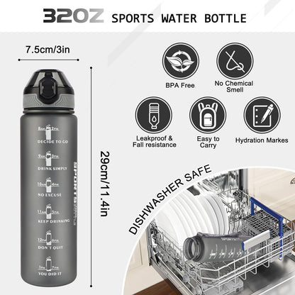 AOHAN Trinkflasche 1L BPA-frei Sport Wasserflasche mit Stroh und