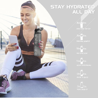 Trinkflasche 1L BPA-frei Sport Wasserflasche Stroh Auslaufsicher