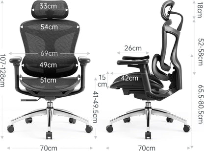 Ergonomischer Bürostuhl mit 3D-Armlehnen & Lordosenstütze