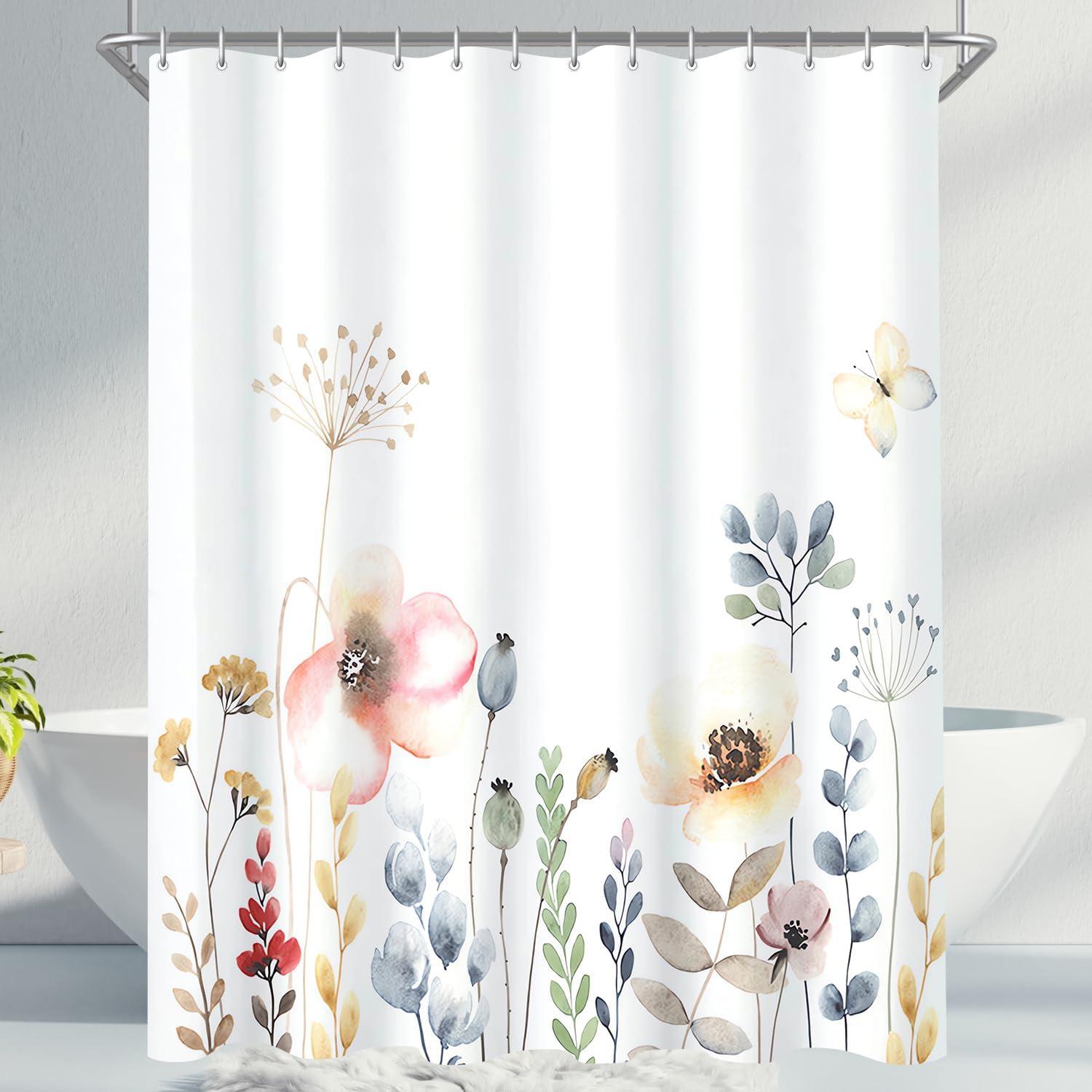 Duschvorhang Blumenmuster, Wasserabweisend 120x180cm