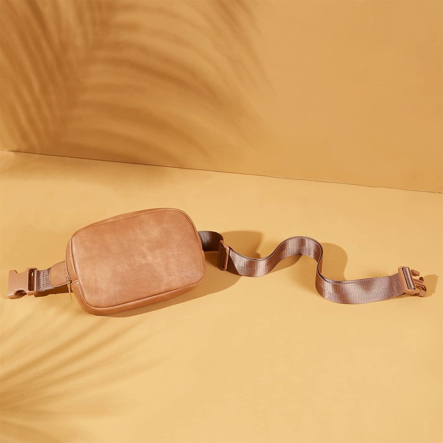 Telena Damen Bauchtasche PU Leder Crossbody Umhängetasche Stylisch Gürteltasche