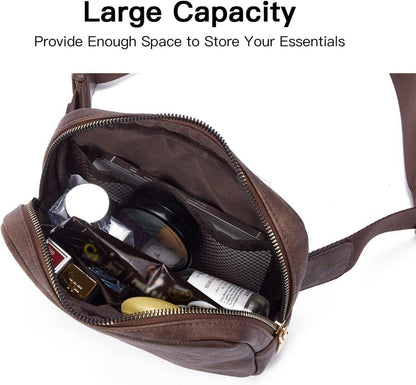 Telena Damen Bauchtasche PU Leder Umhängetasche Brusttasche Gürteltasche