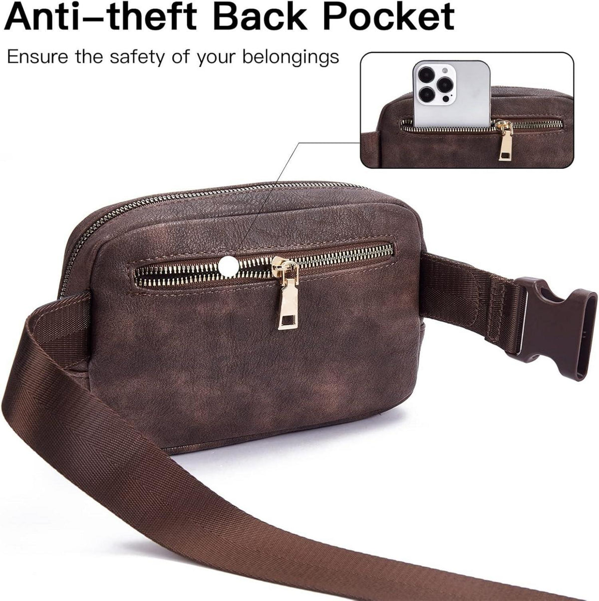 Damen Bauchtasche PU Leder Stylisch Crossbody Bag Klein Brusttasche