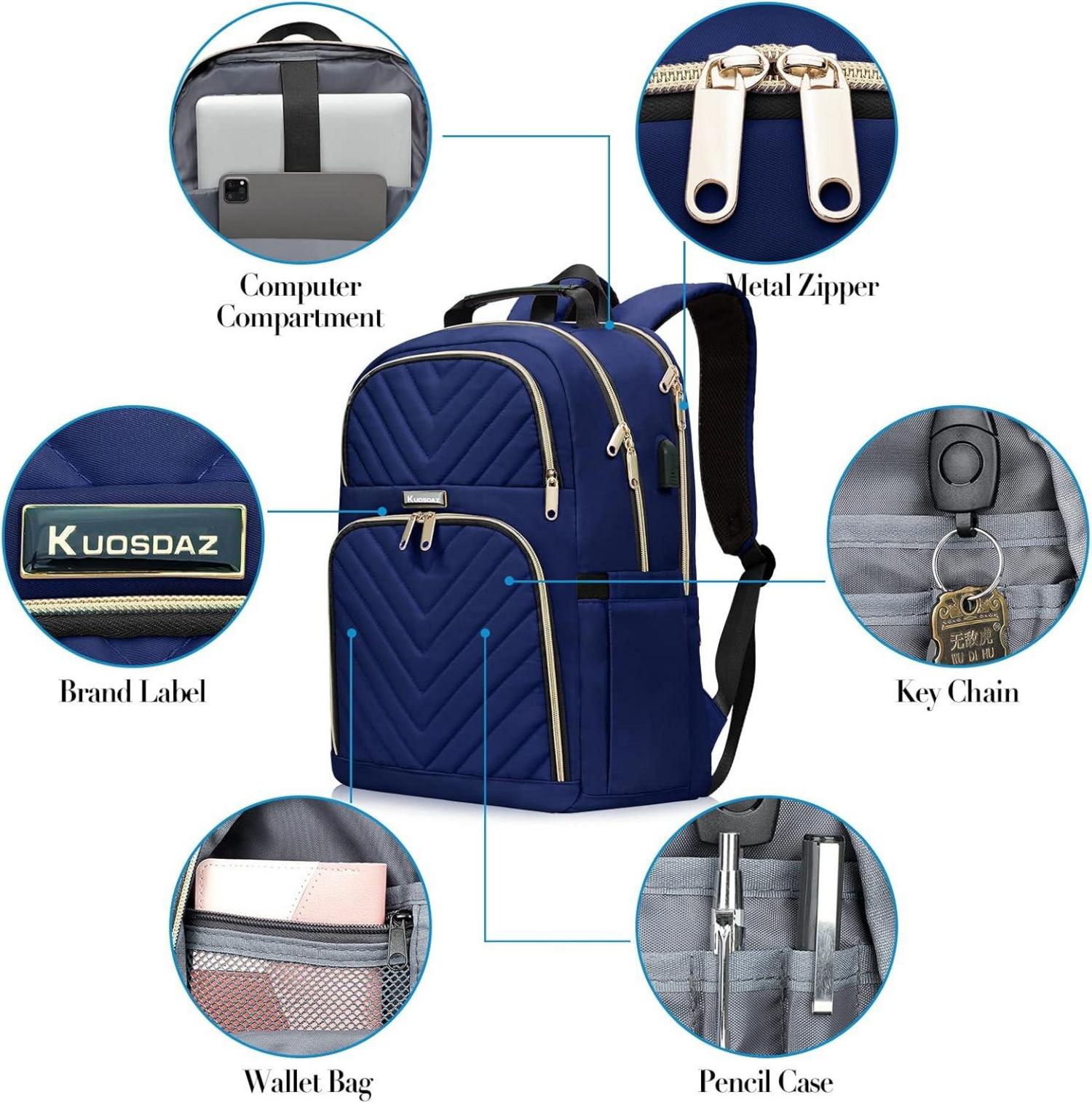 Rucksack Damen 15.6 Zoll USB Ladeanschluss Laptop Daypack Wasserdicht