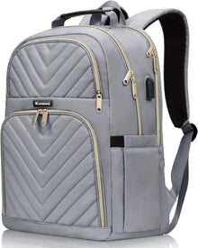 Rucksack Damen 17.3 Zoll USB Ladeanschluss Wasserdicht Grau