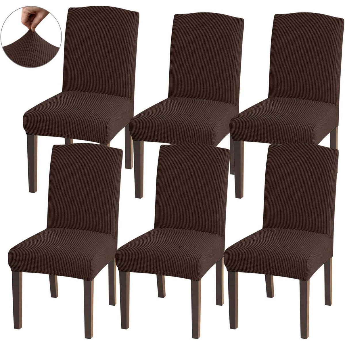 Jacquard Stuhlhussen Set 6 - Schokolade | Esszimmerstuhl Bezug