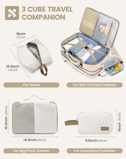 LOVEVOOK Rucksack Handgepäck 17 Zoll Travel Backpack Beige Khaki