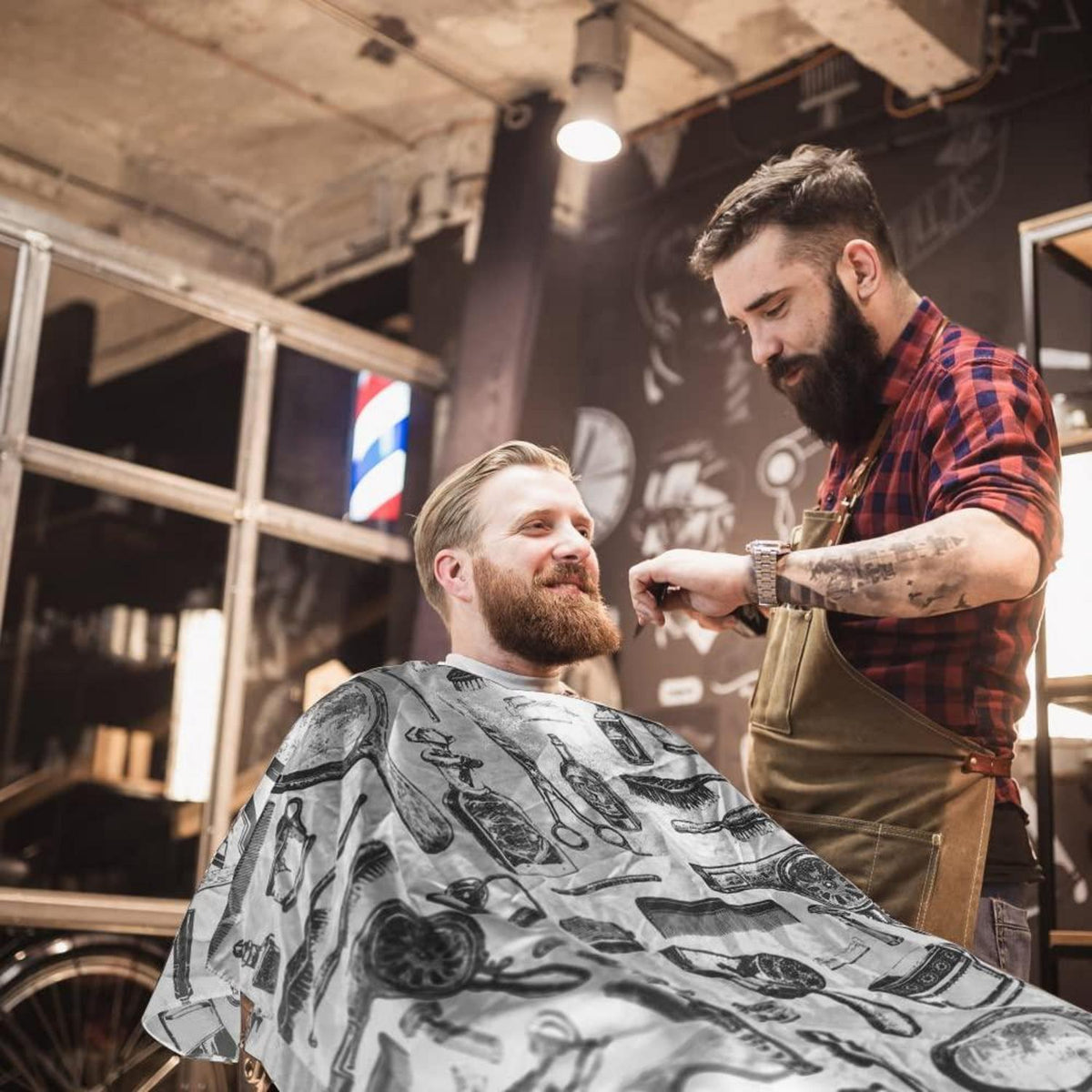 Haarschneideumhang Barber Cape Friseurumhang Klettverschluss