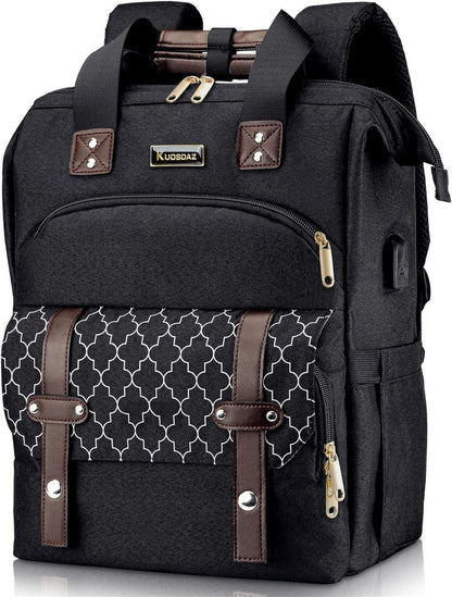 Laptop Rucksack Damen USB Ladeanschluss 17,3 Zoll Schwarz