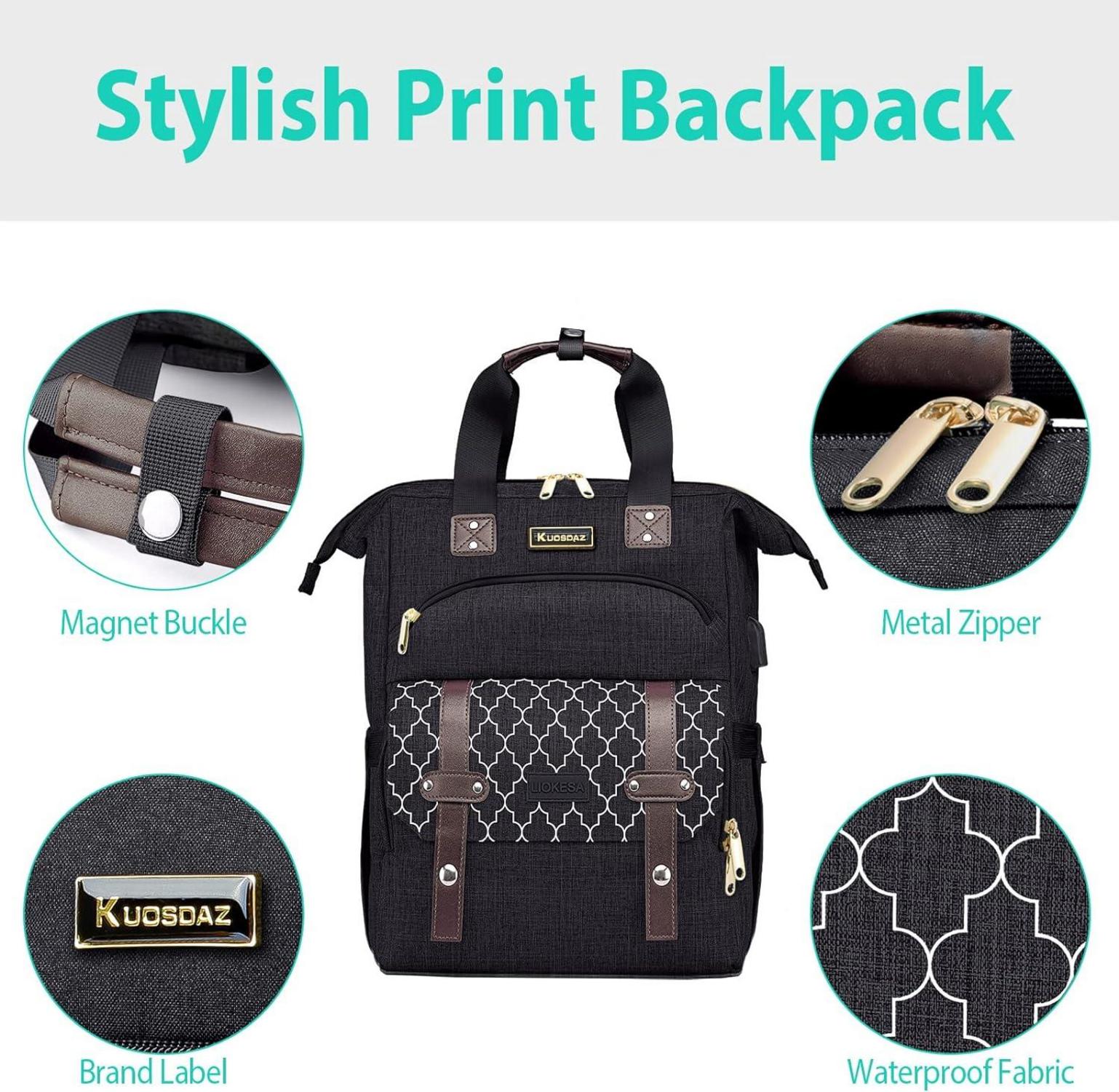 Damen Schulrucksack USB Ladeanschluss Große Kapazität 17,3 Zoll Laptop