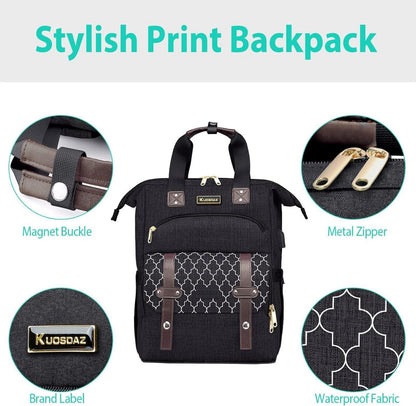 Damen Schulrucksack USB Ladeanschluss Große Kapazität 17,3 Zoll Laptop