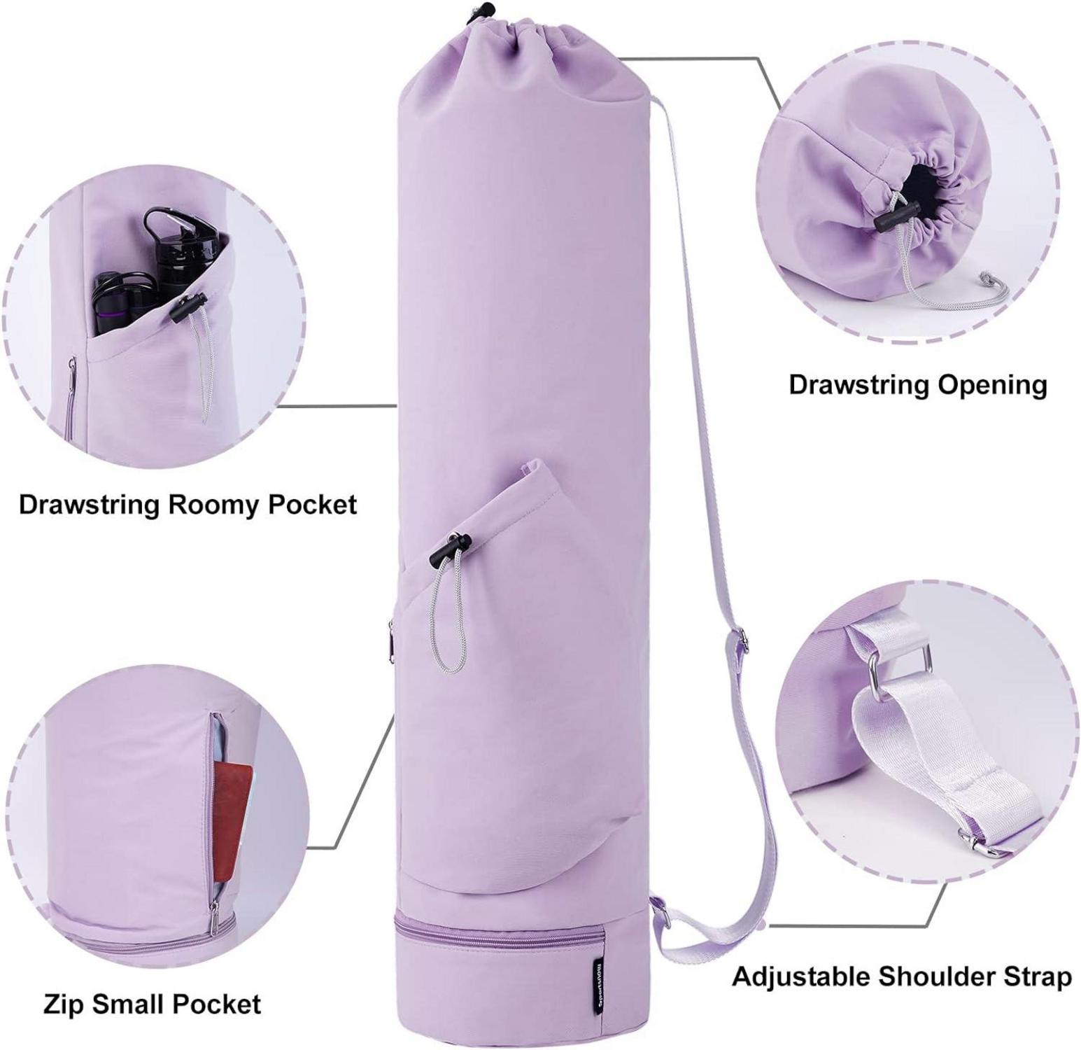 Yogatasche mit Nassfach und Flaschentasche lila Gym Yoga Tasche