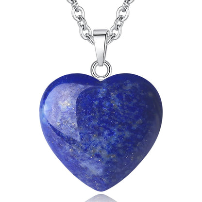 Lapislazuli Herz Halskette Damen Silber, Heilkristall Anhänger