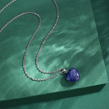 Lapislazuli Herz Halskette Damen Silber, Heilkristall Anhänger