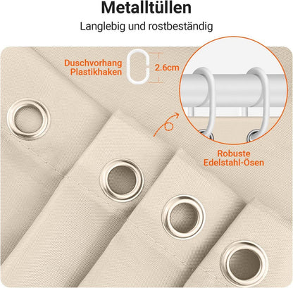 Duschvorhang Beige Antischimmel Wasserabweisend Waschbar Polyester