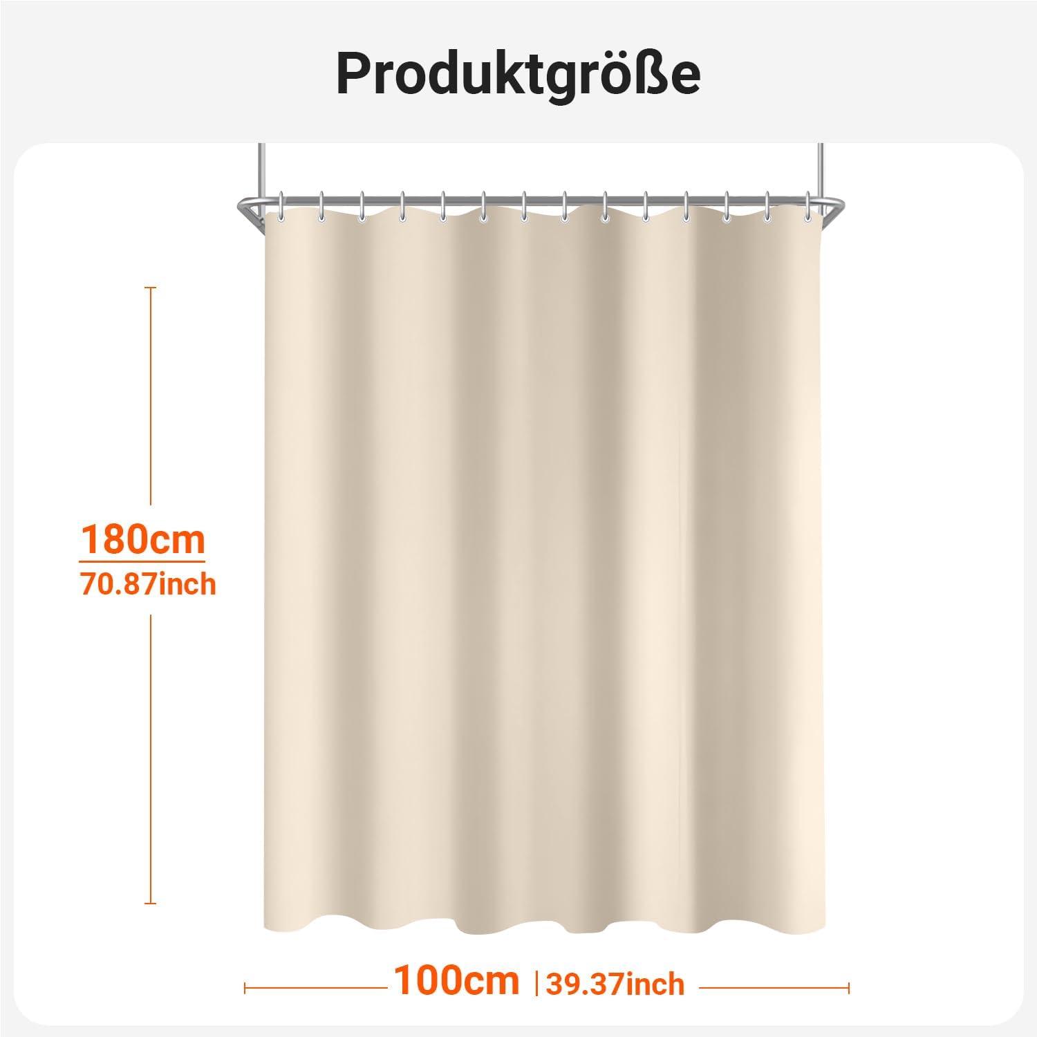 Duschvorhang Textil 100x180cm Beige Antischimmel Wasserabweisend