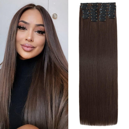 56 cm Clip-in Haarverlängerung – Hellbraun Synthetik