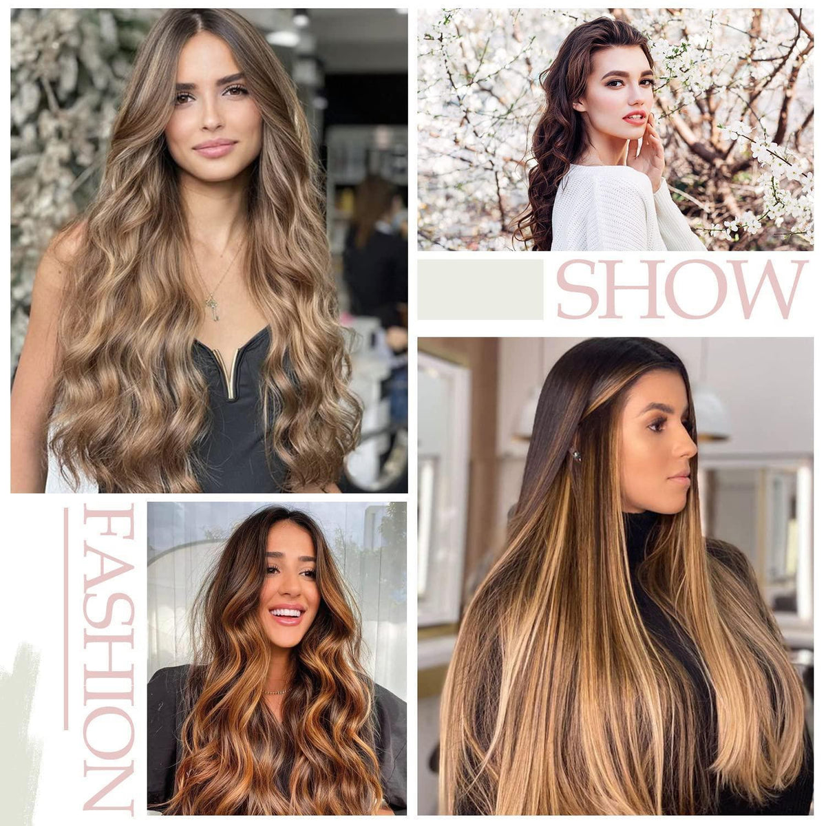 56 cm Clip-In Haarverlängerung Dunkelbraun & Hellrotbraun