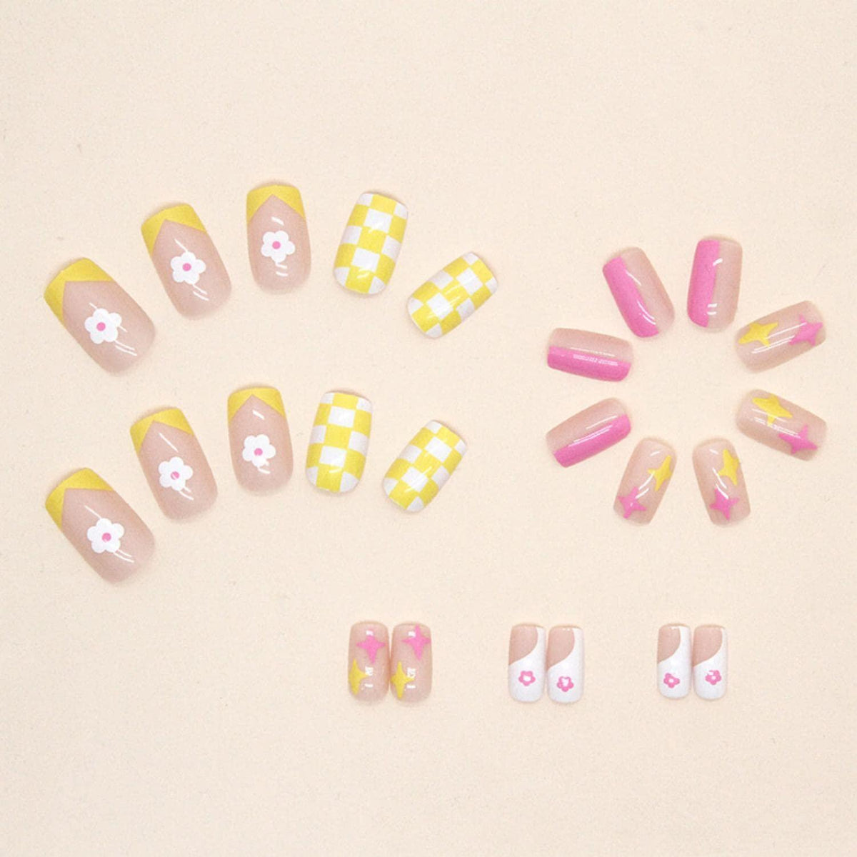 24er Set Eckige Kunstnägel zum Aufkleben French Nail Design
