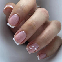 24er Set Eckige Kunstnägel Aufkleben French Weiß Nude Rosa Acryl