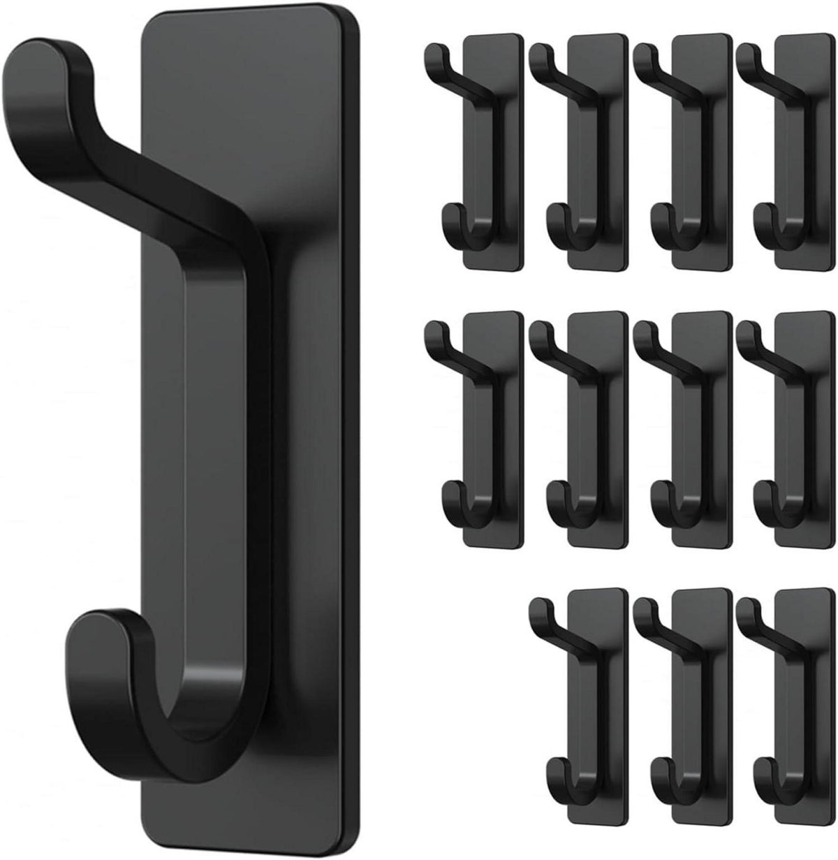 12er Pack Selbstklebende Schwarze Metall Klebehaken bis 6kg Tragkraft