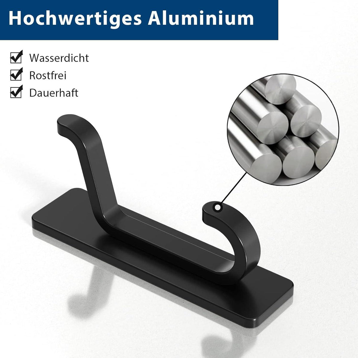 12er Set Ultra Starke Schwarz Selbstklebende Klebehaken bis 6kg