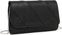 Damen Clutch Tasche Schwarz PU Leder Tragbar Abendtasche
