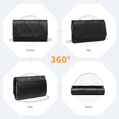 Miss Lulu Damen Clutches Tasche Schulter Crossbody Abendtasche Schwarz