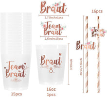 16-teiliges JGA Dekorationsset Rosegold Team Braut Tassen