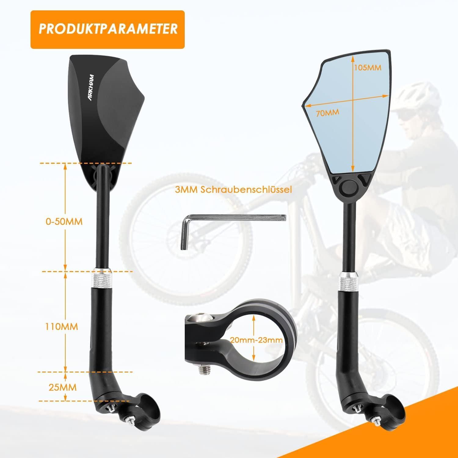 Fahrradspiegel Arkham HD Echtglas Blendschutz 360°drehbar 20-23mm Lenker