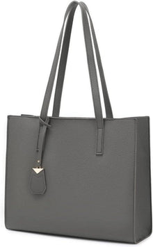 Große Damen Handtasche Shopper mit Reißverschluss - Grau